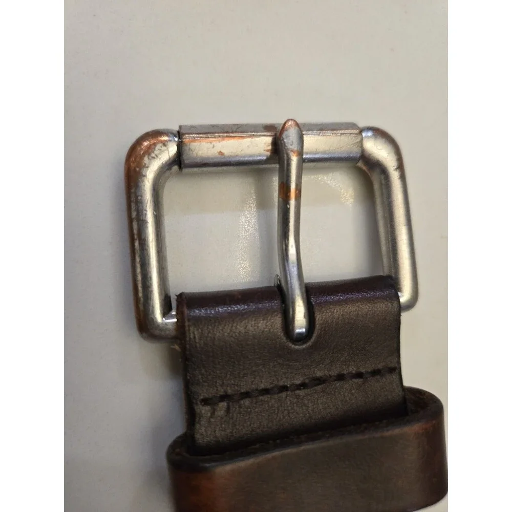 Polo Ralph Lauren Genuine Leather Belt Mens 36 Brown Silver Tone Buckle Pony
